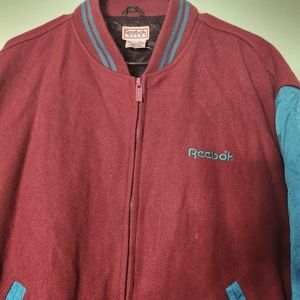 Reebok Sport vintage wool bomber jacket Burgundy Teal